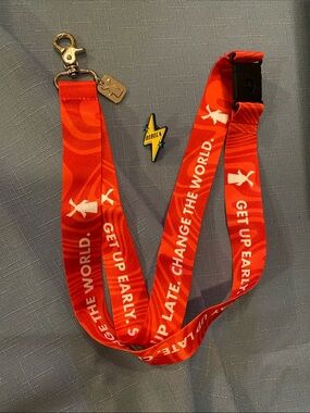 Dutch Bros Limited Edition Red Lanyard and Collectible Pin (Lighting Bolt)
